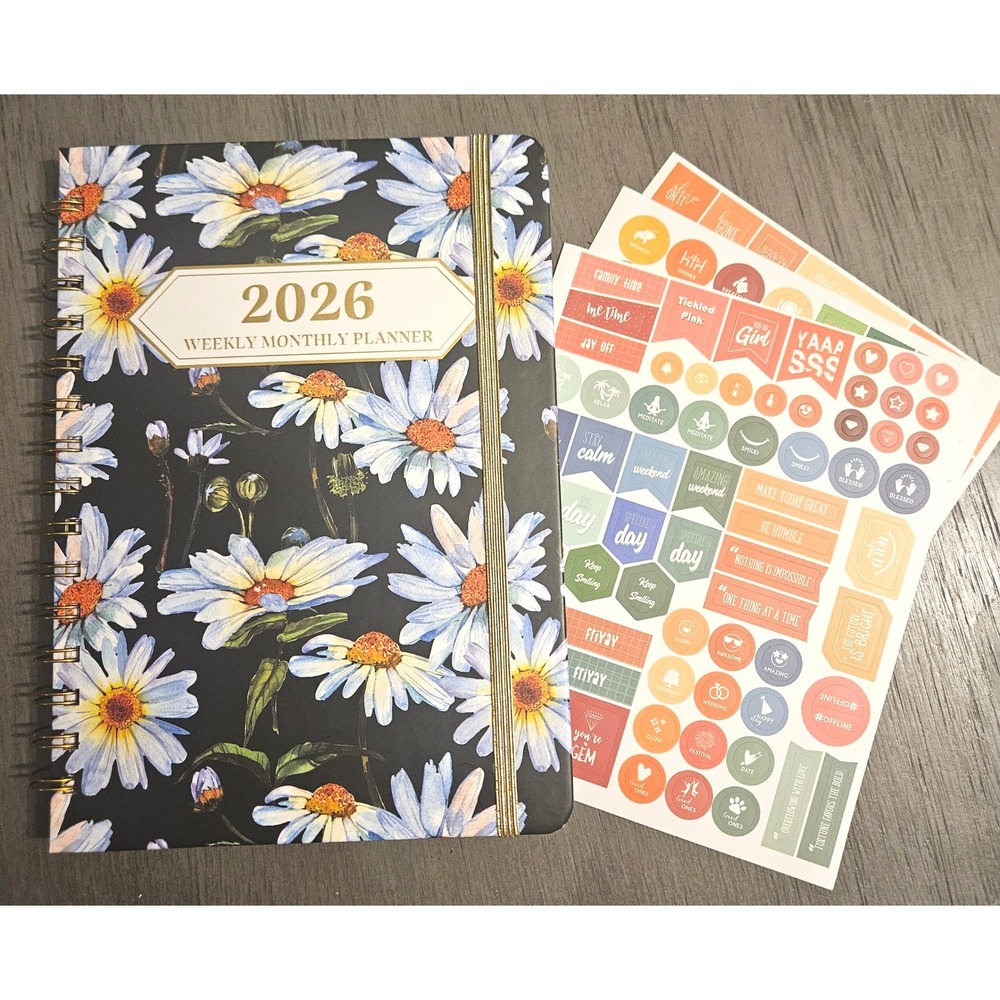 2026 Back To School Spiral Planner Daily Weekly Flowers NEW